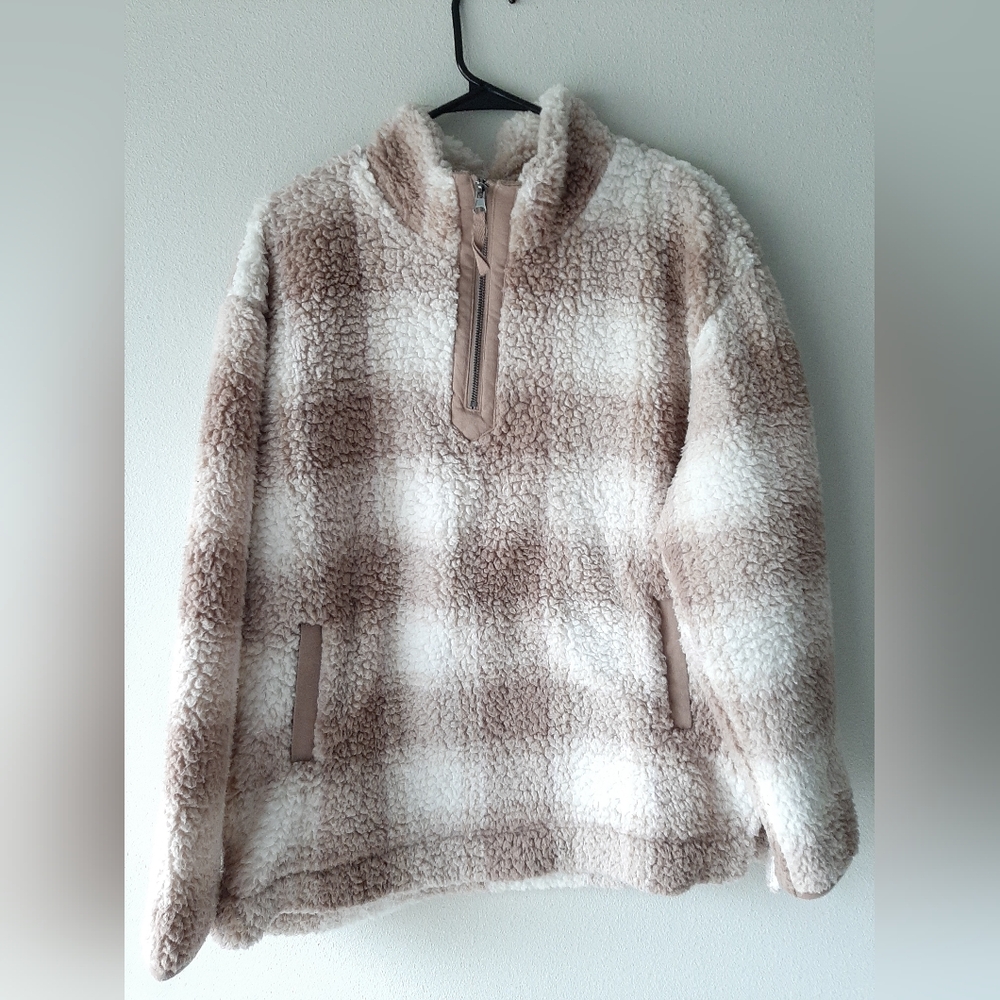 Maurices sherpa plaid quart zip